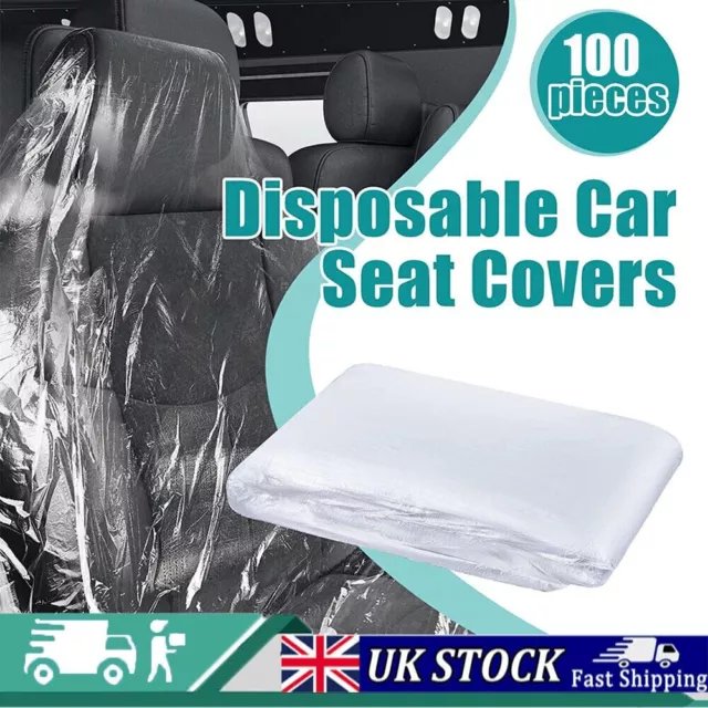 100pcs Universal Disposable Car Seat Covers Vehicle Plastic Cover Protective UK