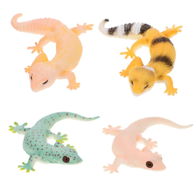4Pcs Artificial Model Reptile Fake Lizards Wilde Life Creatures Animal Figures