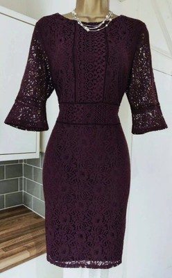 Oasis Burgundy Lace Dress Size 12
