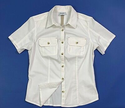Columbia camicia donna usato M shirt used bianco manica corta estiva top T6342