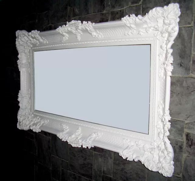 Baroque Miroir Mural Blanc 96x57 Antique Rokoko Luxuriös de Sale Bain Déco Wow