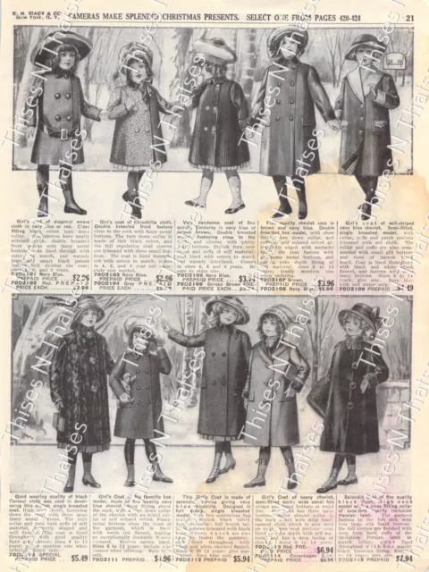 Vtg Paper Ad  Macy's Girls Coat Womens Coat Sweater Golf Vest Edwardian 1911