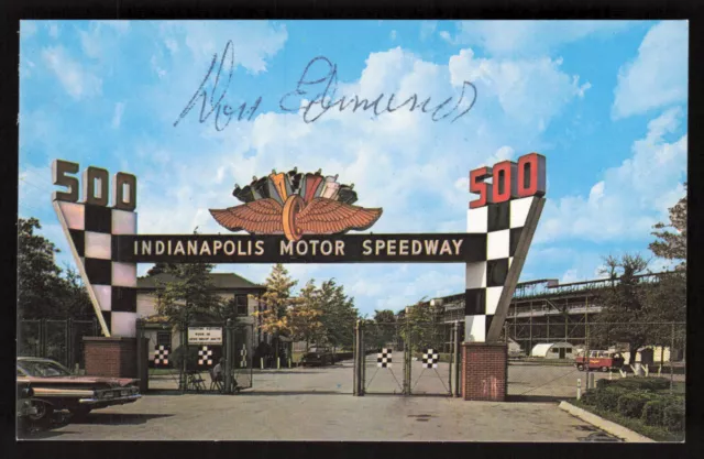 DON EDMUNDS Signed Indianapolis Motor Speedway INDY 500 Vintage Postcard Auto