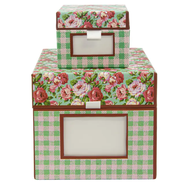 Cajas de almacenamiento florales y de jengibre de 2 piezas para hogares inteligentes en rosa y verde