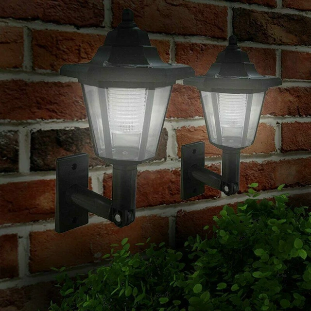 SOLAR POWERED LED Wall Victorian Lantern Lamp Lights Black Outdoor ...