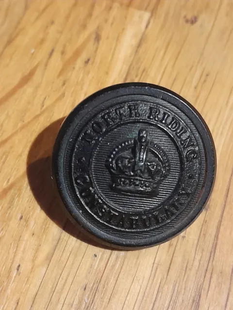 Obsolete Police  button North Riding Constabulary KC early  1900's 24 mm Horn