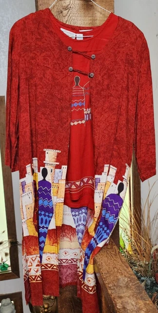 Freestyle 2 Piece Ethnic Jacket & Tank Size 1X India Africa Hippie Artsy
