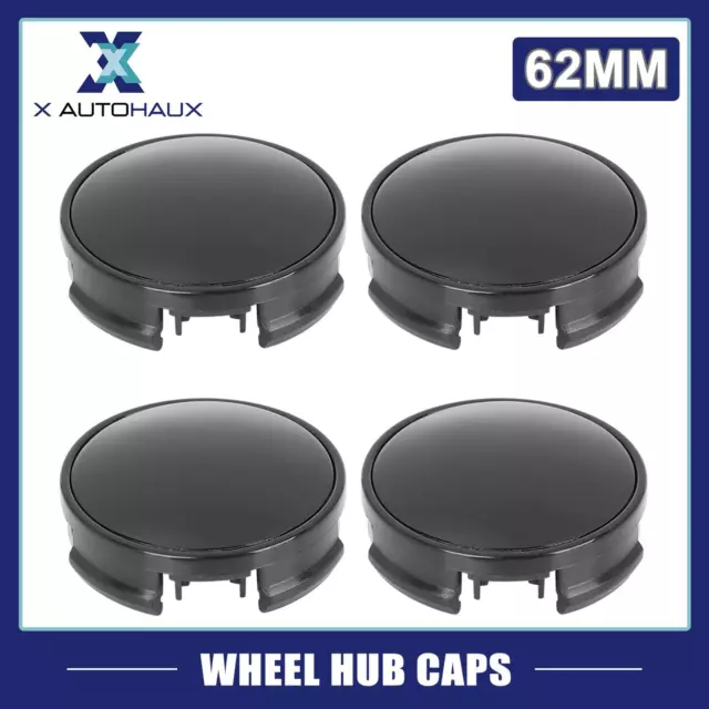4Pcs 62mm 4 Lugs Universal Black Car Wheel Center Caps Hub Cover Caps Protector