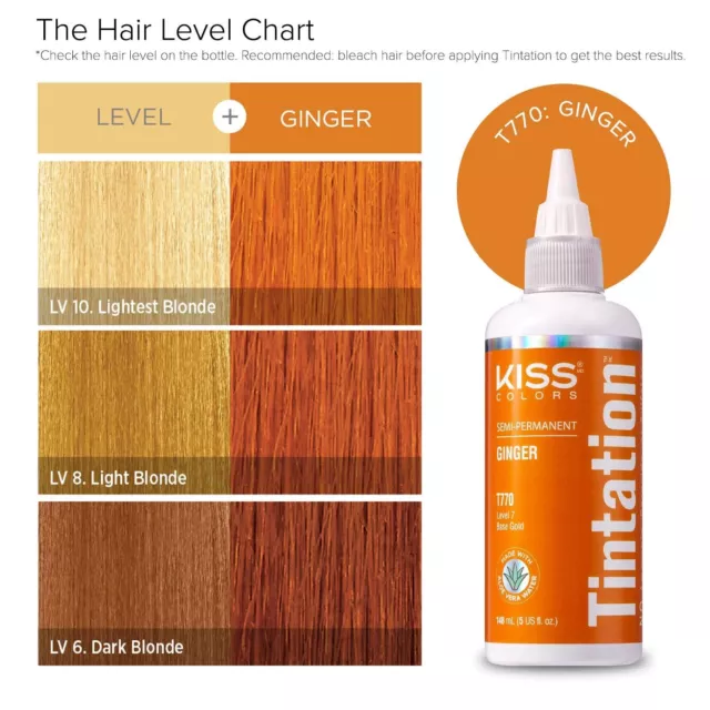 KISS COLORS TINTATION Semi-Permanent Hair Color 5 fl oz Ginger T770 Level 7