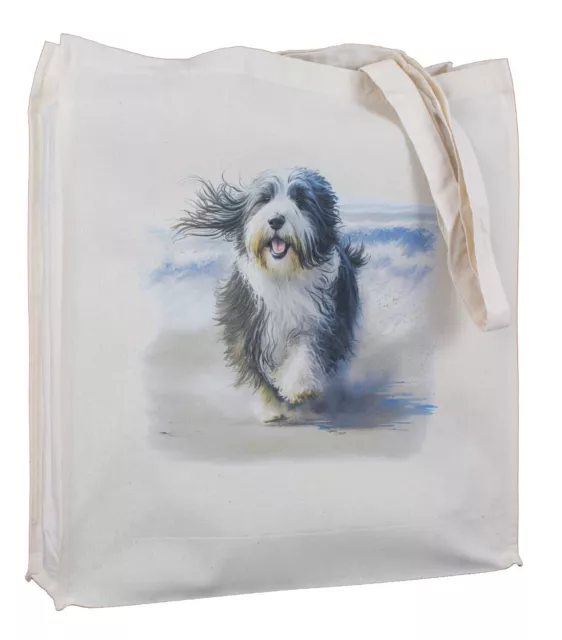 Bearded Collie Beach Breed of Dog Cotton Bag Gusset Xtra Space Perfect Gift