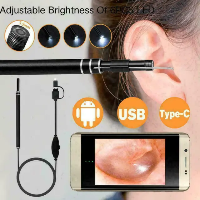 LED Endoscope Otoscope Ear Camera Earwax Removal Kit Cleaning Ear Tool