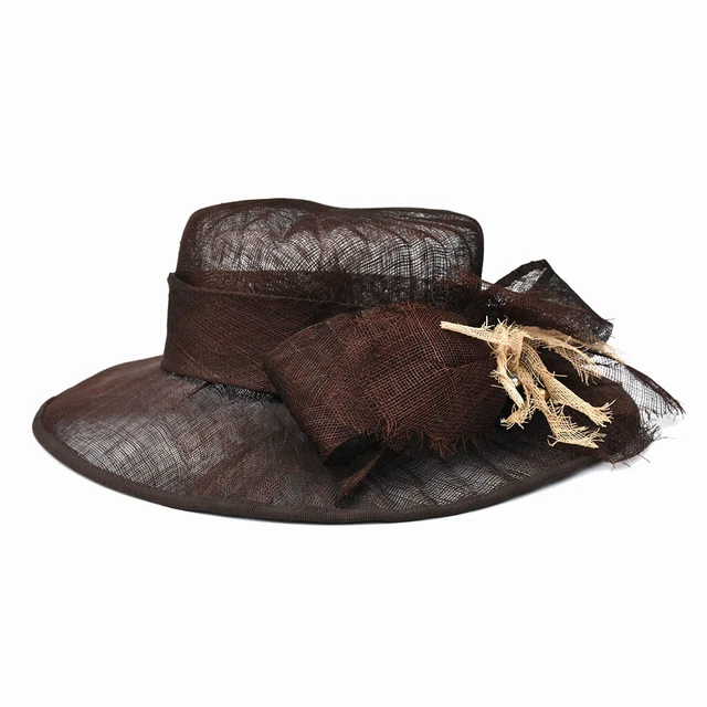 Chapeau De Cérémonie Femme XS/S - Marron Orange - Fait Main Italie - Parfait état
