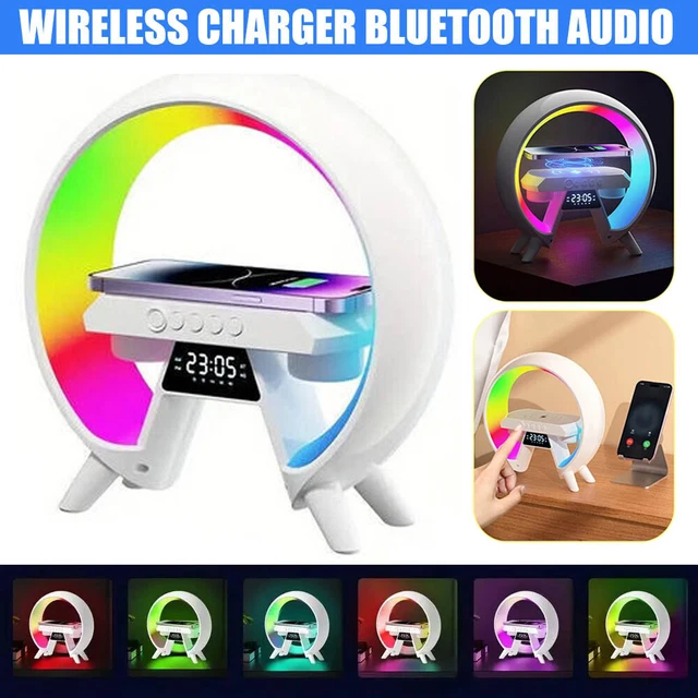 LED SMART LAMP Wireless Charger Bluetooth Speaker RGB Alarm Clock Night ...