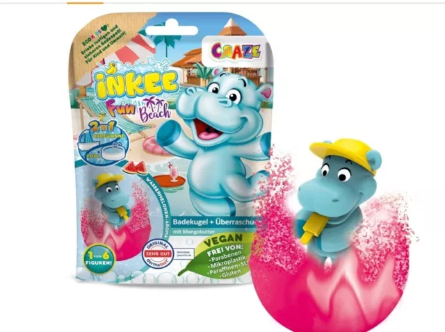 INKEE FUN BEACH Badekugel Kinder mit Überraschung Badebombe Hippo