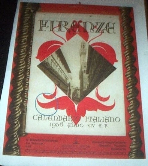Calendario Italiano Ed. Rizzoli - Firenze 1936 Cartonato illustrato