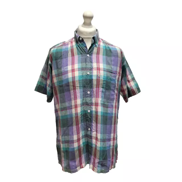 Levi's Blue Red Pink Check Short Sleeve Shirt Uk Men's UK Large