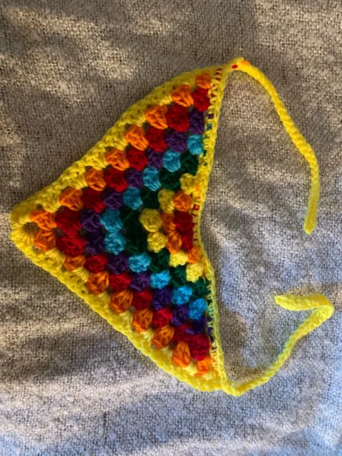 Granny square pride crochet bandana rainbow colors