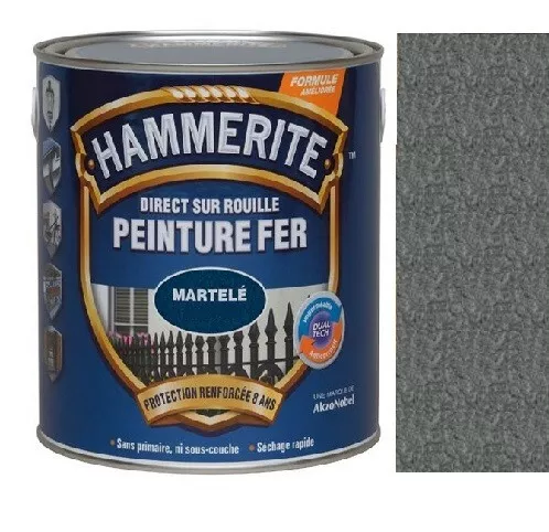 Peinture fer martelée gris ardoise direct sur rouille HAMMERITE