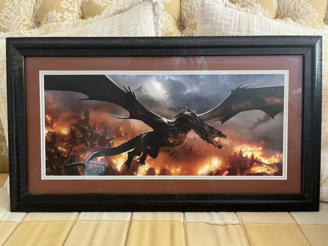Custom Framed Art Print Of Smaug Over Laketown From “The Hobbit”