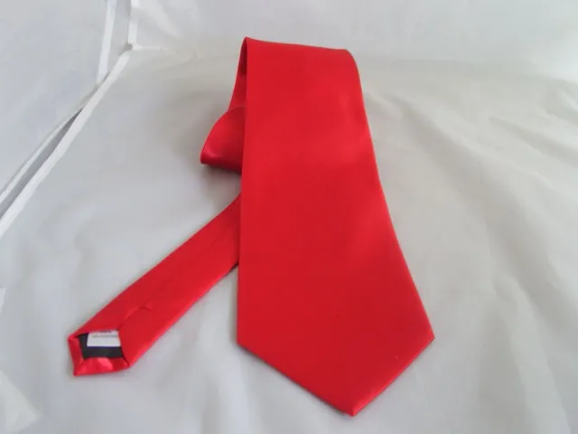 Mens Classic Red Polyester Necktie Ties 3.3" = 8cm Width   P&P 2UK  1st Class