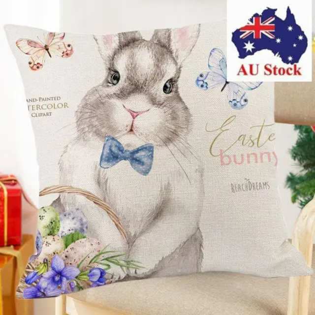 flax Home Party Sofa Cushion Case Easter Pillowcase Rabbit Bunny Pillow Cover