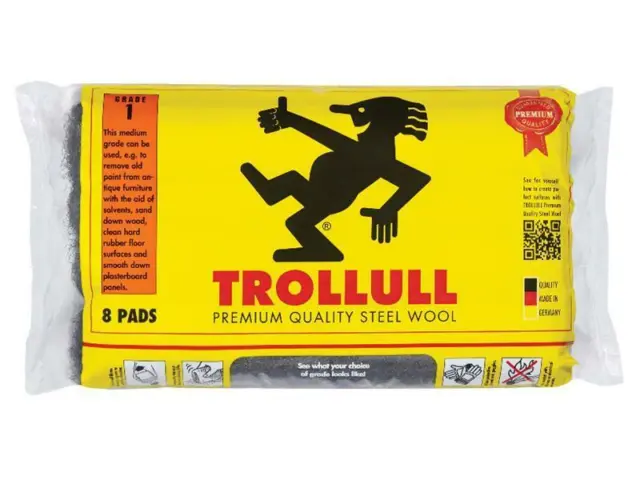 Trollull - Extra Large Steel Wool Pads Grade 1 (Pack 8)