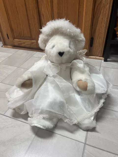 The Vermont Teddy Bear Company White 16" Plush Bear Angel