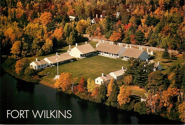 Postcard Aerial View of Fort Wilkins State Park, Copper Harbor, Michigan