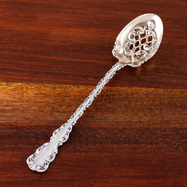 Whiting Sterling Silver Parcel Gilt Pierced Olive Spoon Louis Xv 1891 No Mono