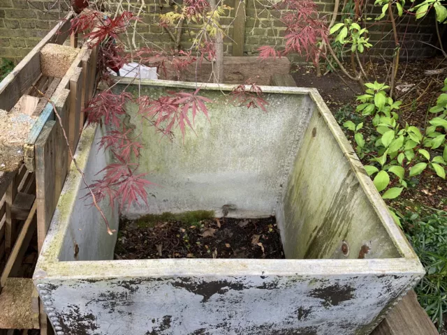 Large Square Vintage Galvanised Pop Riveted Water Tank, Garden Planter.