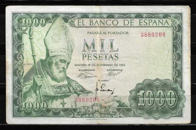 Escaso Billete De 1000 Pesetas. 1965.  San Isidoro. Sin Serie