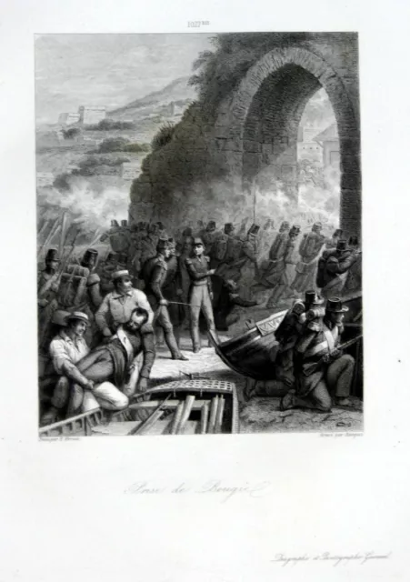 1840 Bejaia Algeria Algerien combat Ansicht vue estampe Stahlstich antique print