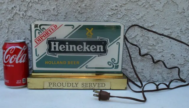 Vintage small, counter top, WORKING light-up HEINEKEN Beer sign...man cave/patio