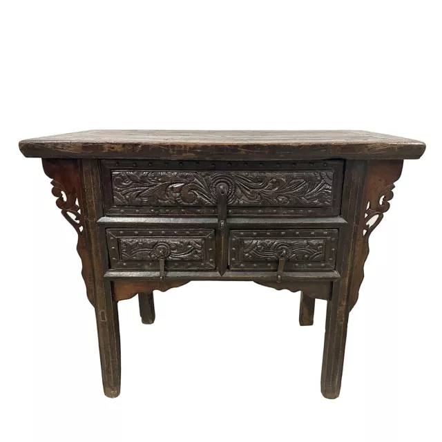 19 Century Antique Chinese Carved Shan Xi Console Table/Sideboard