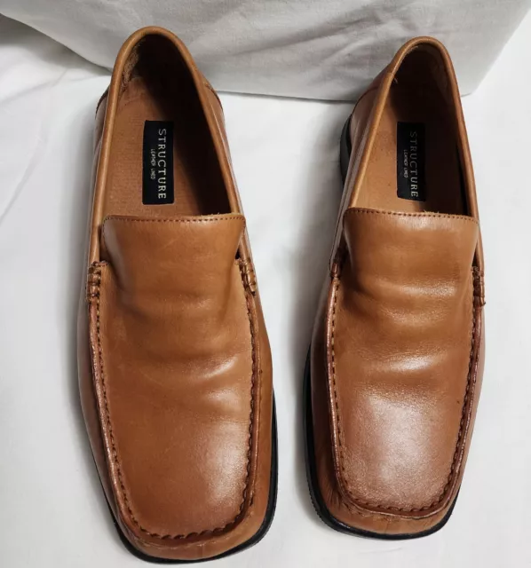 Structure Tan Leather Men's Slip On Loafer Shoe-Size 10-Good Condition