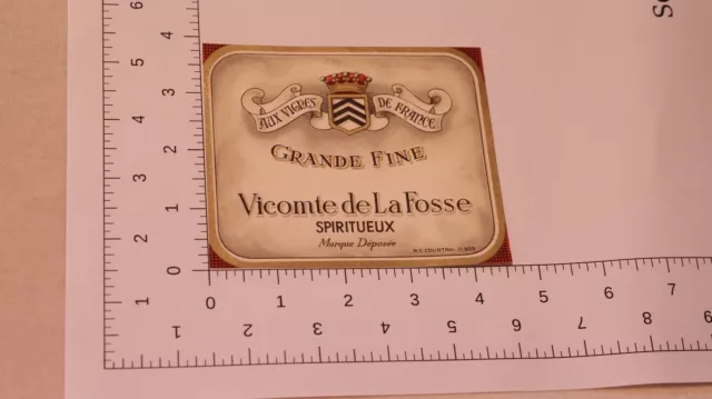 Vintage Grande Fine Vicomte De La Fosse Spirit label 2