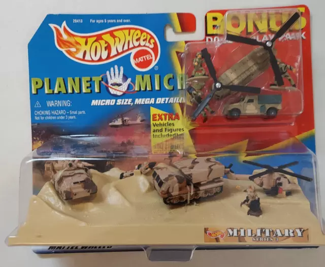 Hot Wheels Planet Micro Military Series I W/Bonus Double Play Pack Helicopter