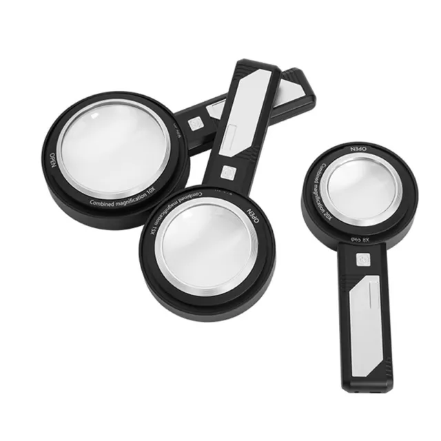 JMH Magnifying Glass with Light, 30X Handheld Large Black