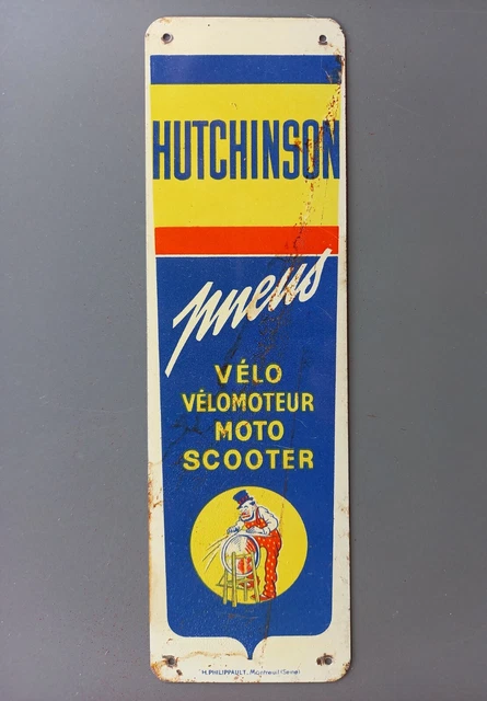Ancienne plaque émaillée Michelin Bibendum, Vélo, Moto 45x38cm 1950