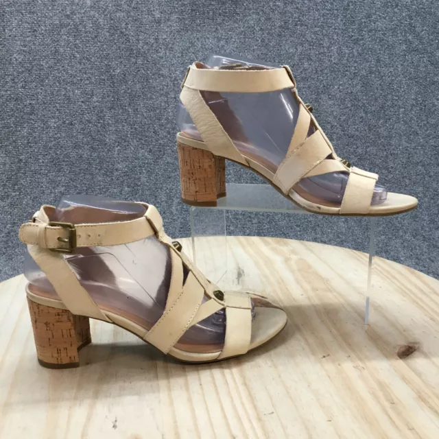 Franco Sarto Sandals Womens 7.5 M Paloma Strappy Heels Cream Leather Open Toe