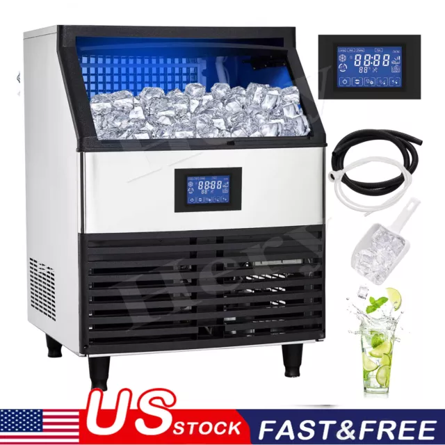 440Lbs/24H Commercial Cube Nugget Ice Maker Countertop Machine w/ 88lbs Storage