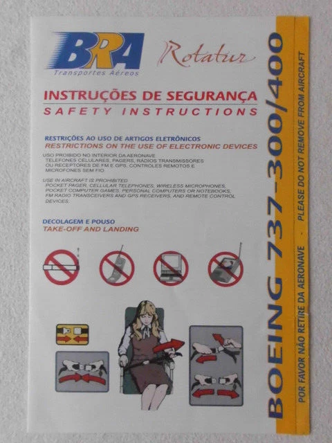 Safety Card Bra Transportes Aereos Rotatur Boeing 737-300/400 Version 2