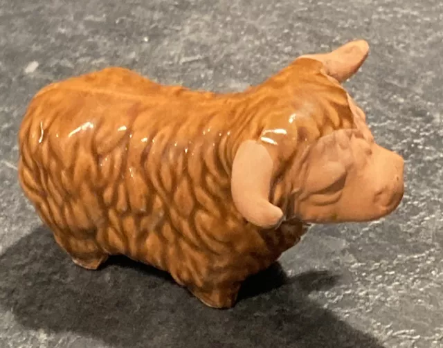 Vintage Ceramic Highland Cow Bristolia Terracotta Glaze Japan