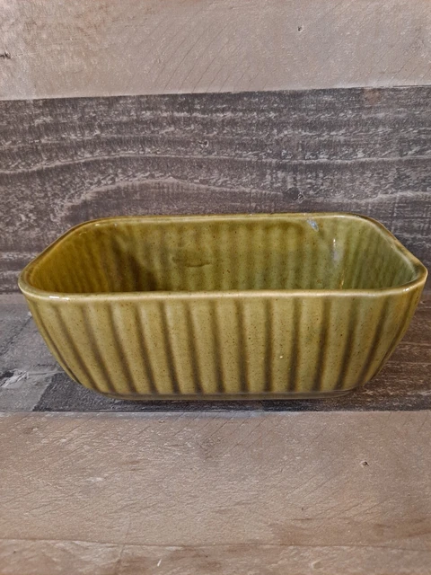 VINTAGE 1970S MCCOY Planter USA Green Rectangle Succulent Ribbed Design