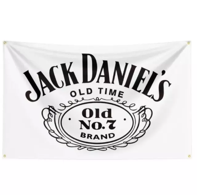 Jack Daniels Flag / Banner 60 x 90cm - White - Custom Man Cave / Garage