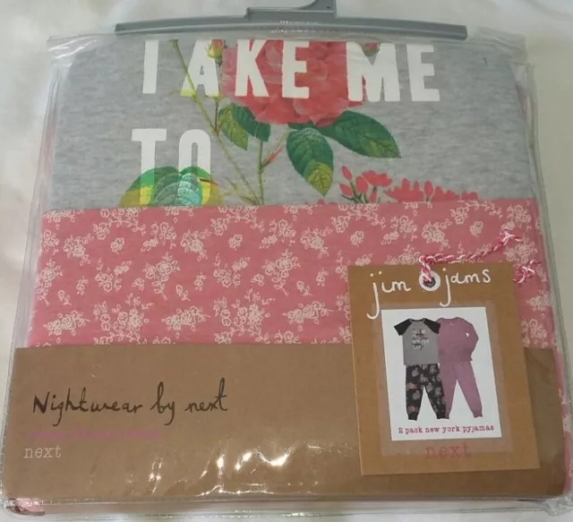 BNWT gourgeous 2 pack set Next pink & blue floral 100% cotton snuggle pj's 10 yr