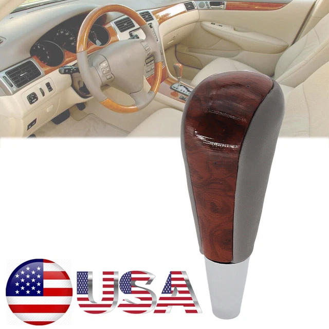 GREY LEATHER WALNUT Wood Gear Shift Knob Stick Shifter Lever For Toyota