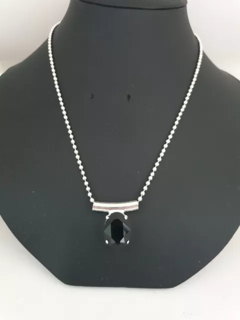 Cool Large Oval Pendant Made With Swarovski Jet. Made In UK.