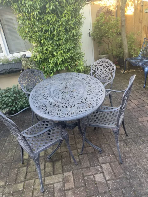 Garden Oval Table And 4 Chairs Aluminium Cast