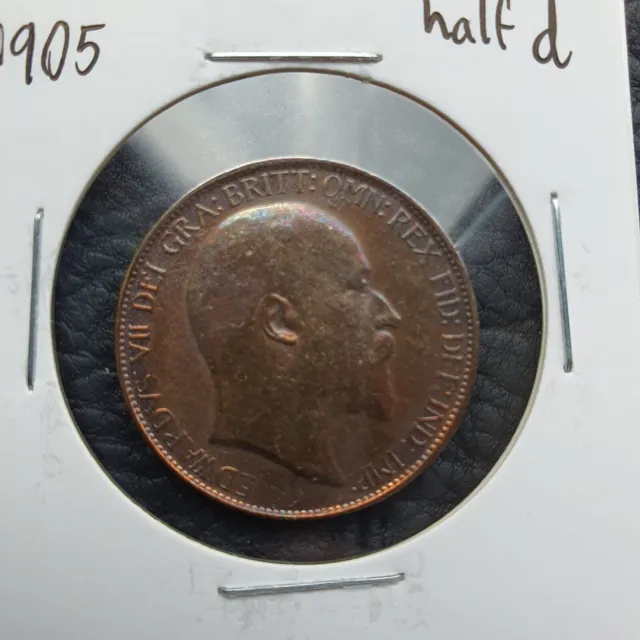 1905 British Half Penny King Edward Vii Condition As Pictured